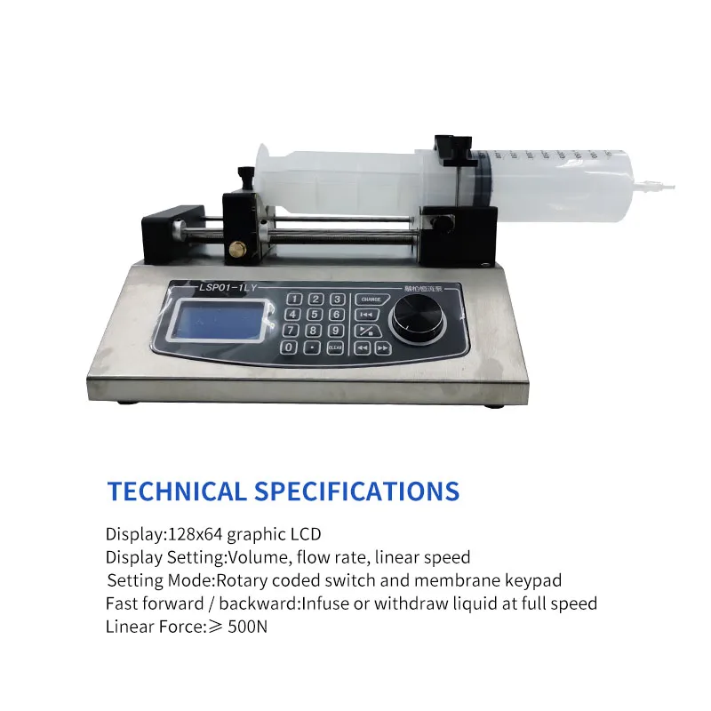 LSP01-1LY Large-flow injection pump, syringe up to 500ml, multiple operating modes, storage and operating parameters