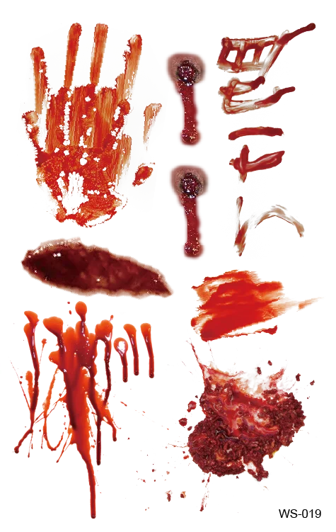 Custom Horror Big Mouth Face Scar Spider and Pumpkin Makeup Spooky Party Tattoo Sticker Halloween Temporary Tattoo