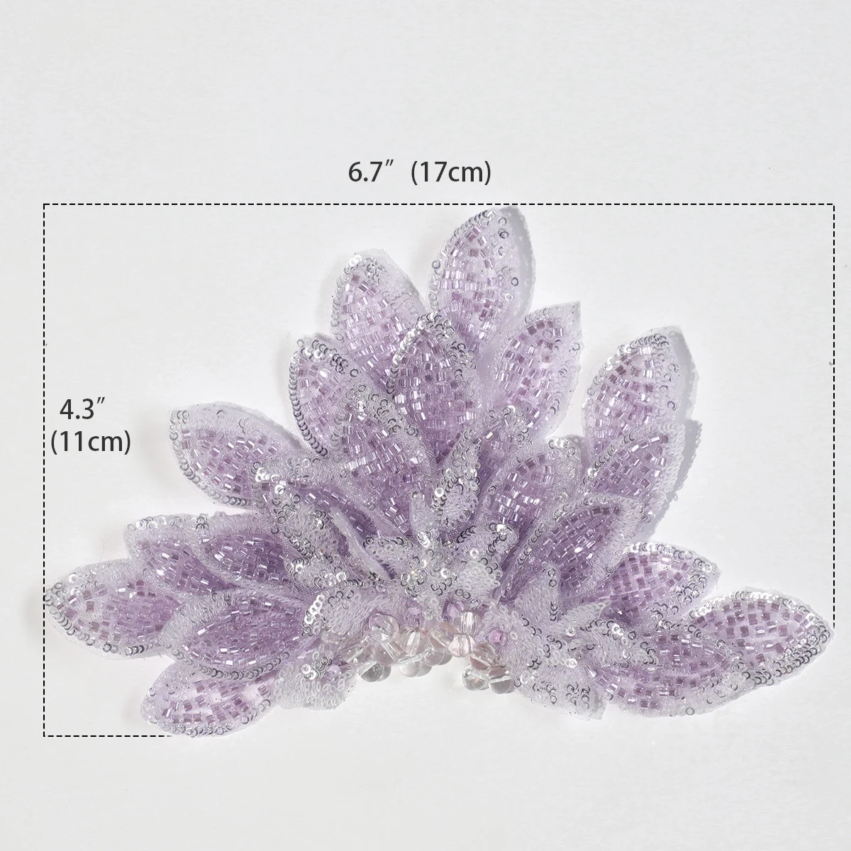 Light Purple Handwork Embroidered 3D Brooch Patches Applique for Fashion Garment Accessories Dresses