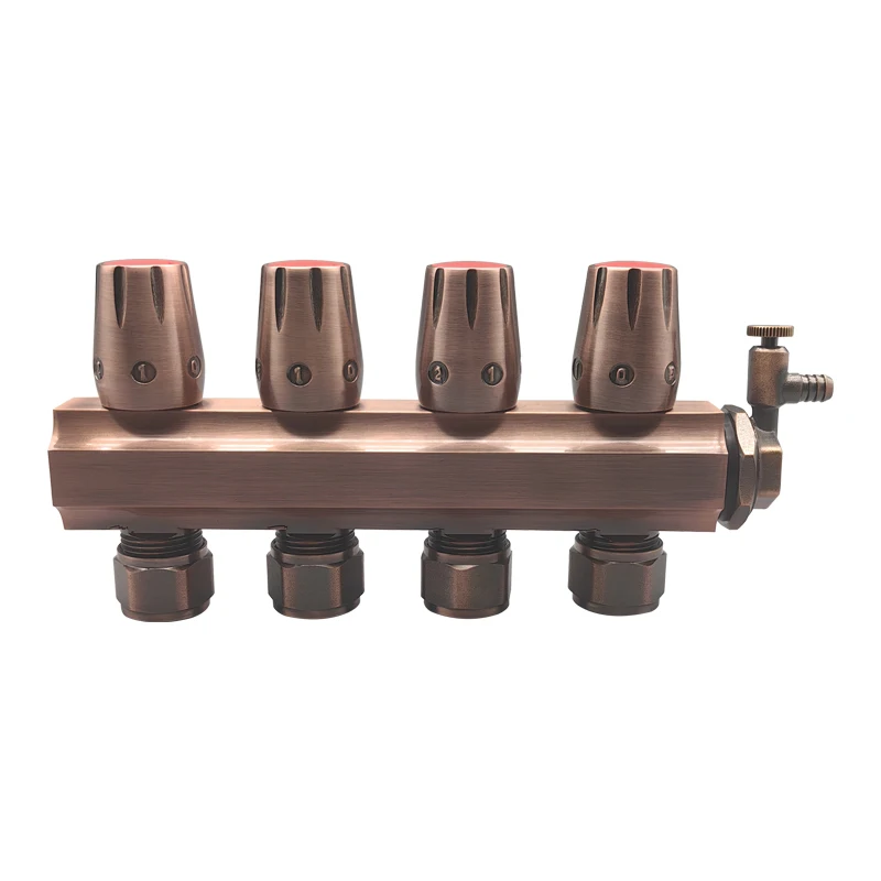 1' inch 4 way Premium Brass underfloor heating manifold , Connection 1620 tube ,1.6mpa Radiant manifold