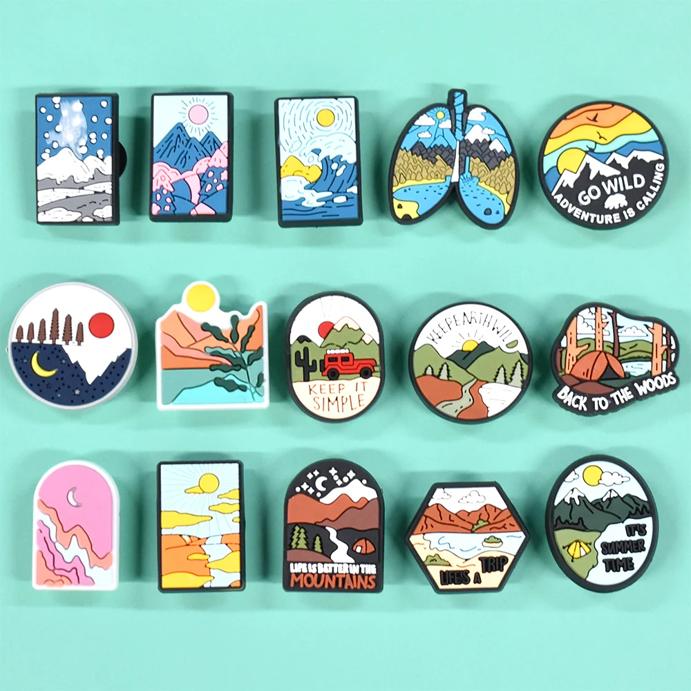 New Arrival Outdoor View Style Shoe Charms Decoration Shoes Accessories Pvc Rubber Clog Sandal Clogs Charms Shoe Charms