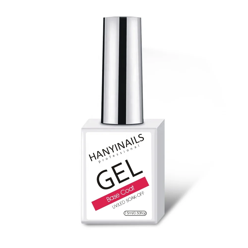 Hanyinails Wholesales Base Coat 15ml Soak Off Long Lasting Adhesive UV Gel Polish OEM Private Label No Yellow Base Coat