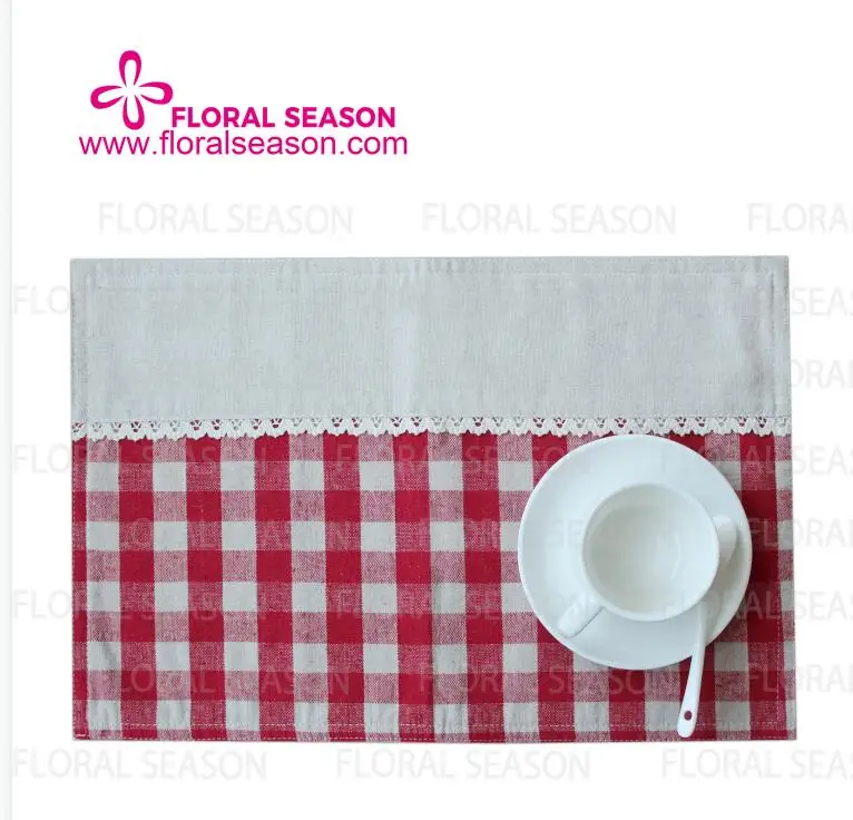 
Lace Classical Yarn Dyed Jacquard Place Mats Yarn Dyed Check Dinning Table Mat Customized Printed 
