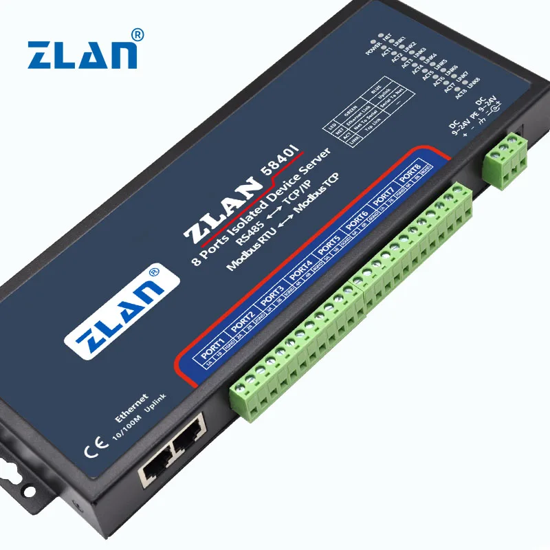 8 multiple ports RS485 to Ethernet Modbus RTU to TCP industrial isolation serial port server