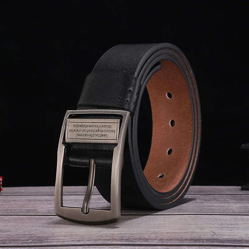 belts leather men Hide Leather Belts For Men Hot Sale Popular  Leather Alloy Pin Buckles Belt Black Casual Style