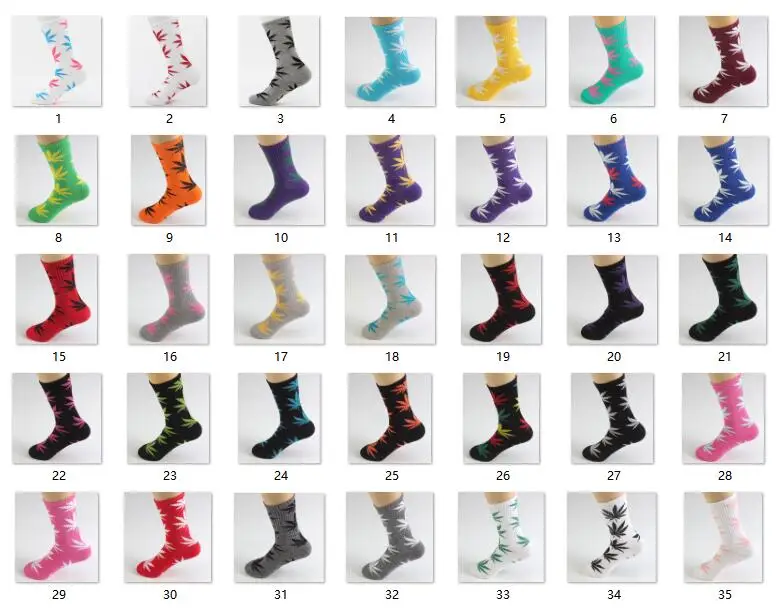 Winter high Quality Harajuku chaussette Style Weed leaf Socks For Women Men Hip Hop Socks Custom