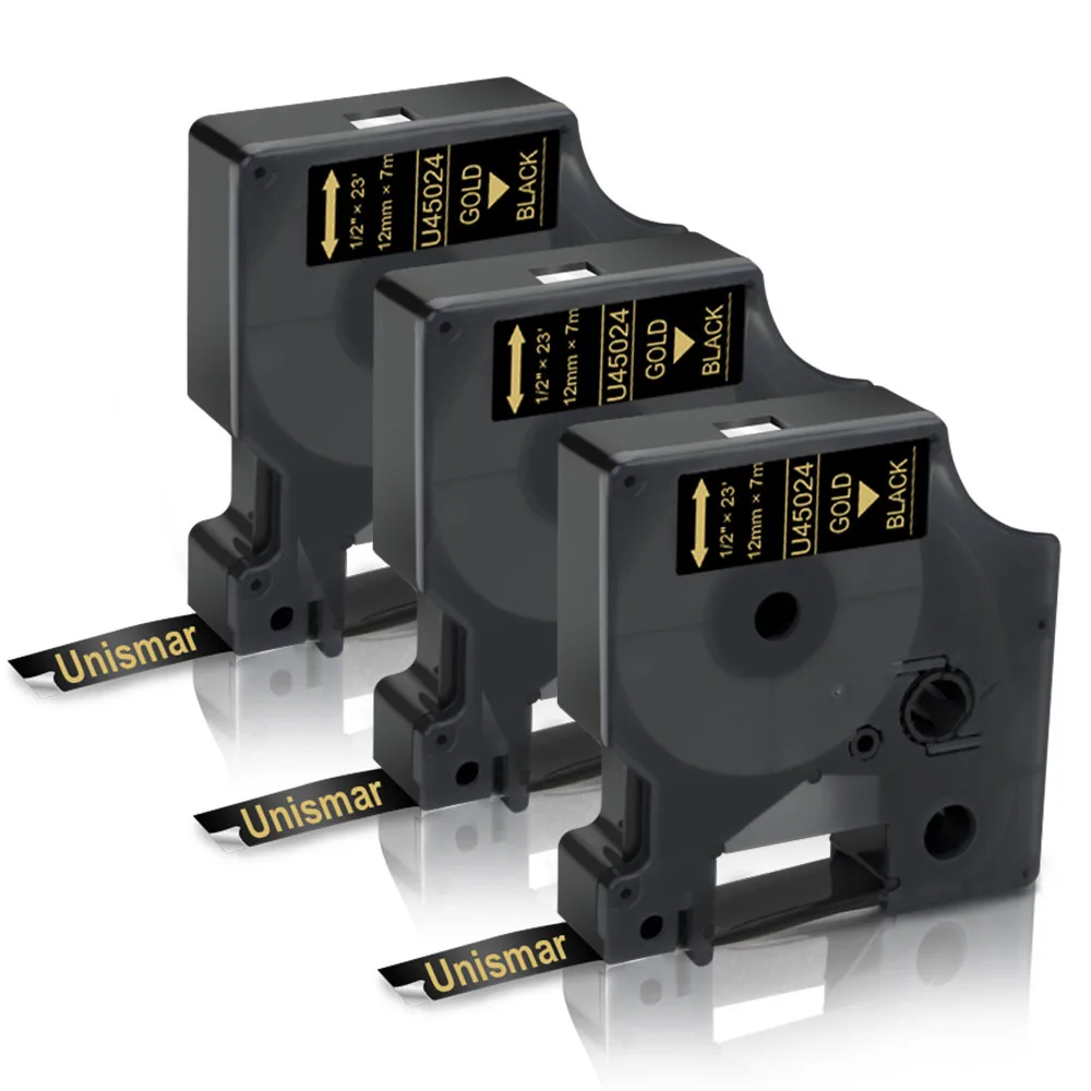 Стандартная маркировочная лента 45024 для кассеты Этикеток DYMO D1 45024, 1/2 дюйма (12 мм) x 23 фута (7 м), черная печать на белой ленте