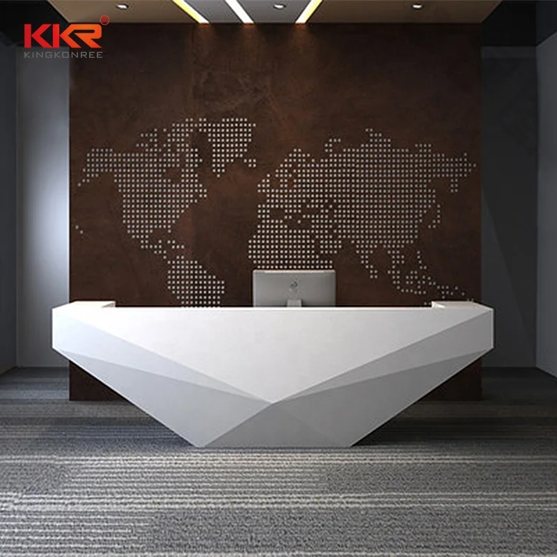 KKR Reception with Concrete Reception Counter Desk Office Reception Table Design