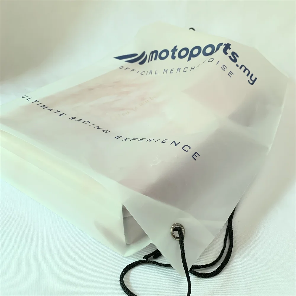 Promotional Gift Waterproof Sport EVA frosted plastic Backpack cotton drawstring pouch bags With Custom Printed Design Logo