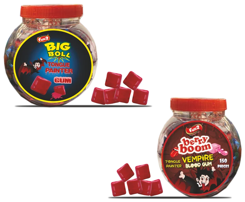 Low price high quality flavour chewing gum candy jar fruit bubble gum manufacturer and exporter from India.