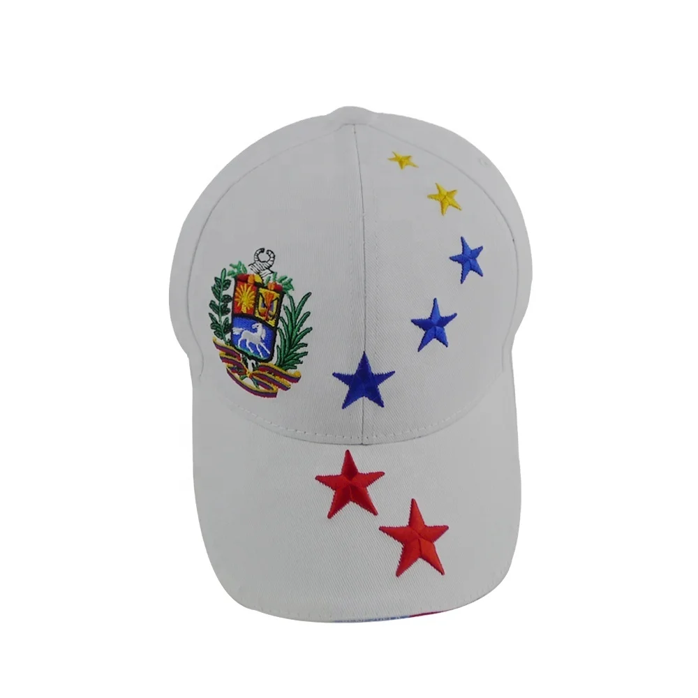 100% cotton custom logo embroidered white baseball cap Venezuela flag hat gorras de Venezuela wholesale