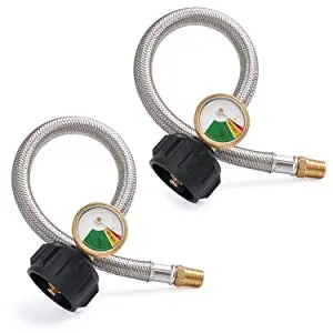 camping trailer RV propane pigtail hose with gauge meter