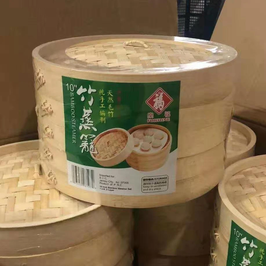 Custom Logo Wholesale Home Kitchen Bamboo Crafts Cookware Dumplings Bun Baozi Momo Bamboo steamers for  Supermarkets