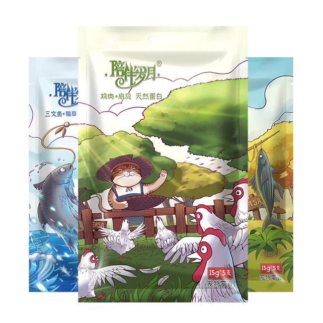 Factory OEM&ODM Wholesale Various Flavors Salmon Tuna Natural Cream Pet Treats Snake Cat Puree Wet Food 15g