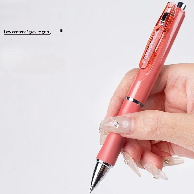 Colnk Carbon Large Capacity Retractable Gel Pen Low Center of Gravity Pure Copper Tip Student Exam Black Pen 0.5mm Signature Pen