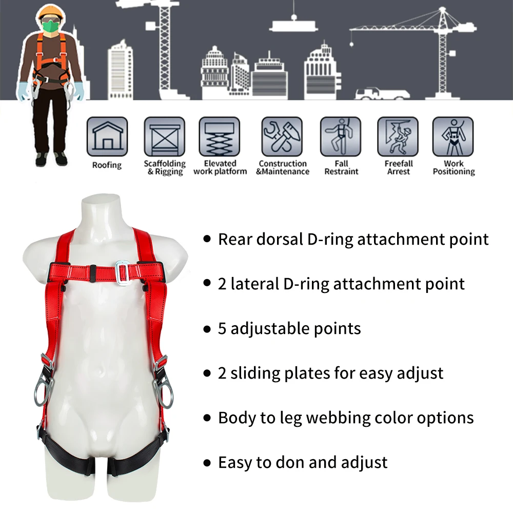 Customized Top Quality New Body Safety Harness Belt With Tool Belt Harness Climbing Fall Arrester Use