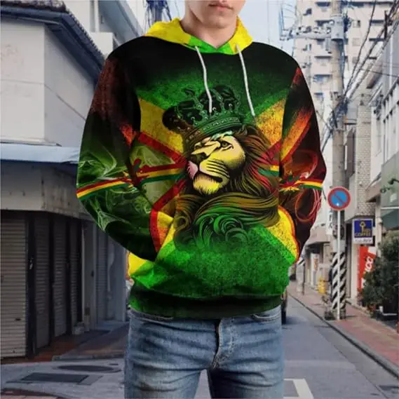 3D Rasta Clothing Hoodies for Men Women King Jamaican Flag Lion Of Judah Hooded Sweatshirt Rasta Casual Hooded Pullover