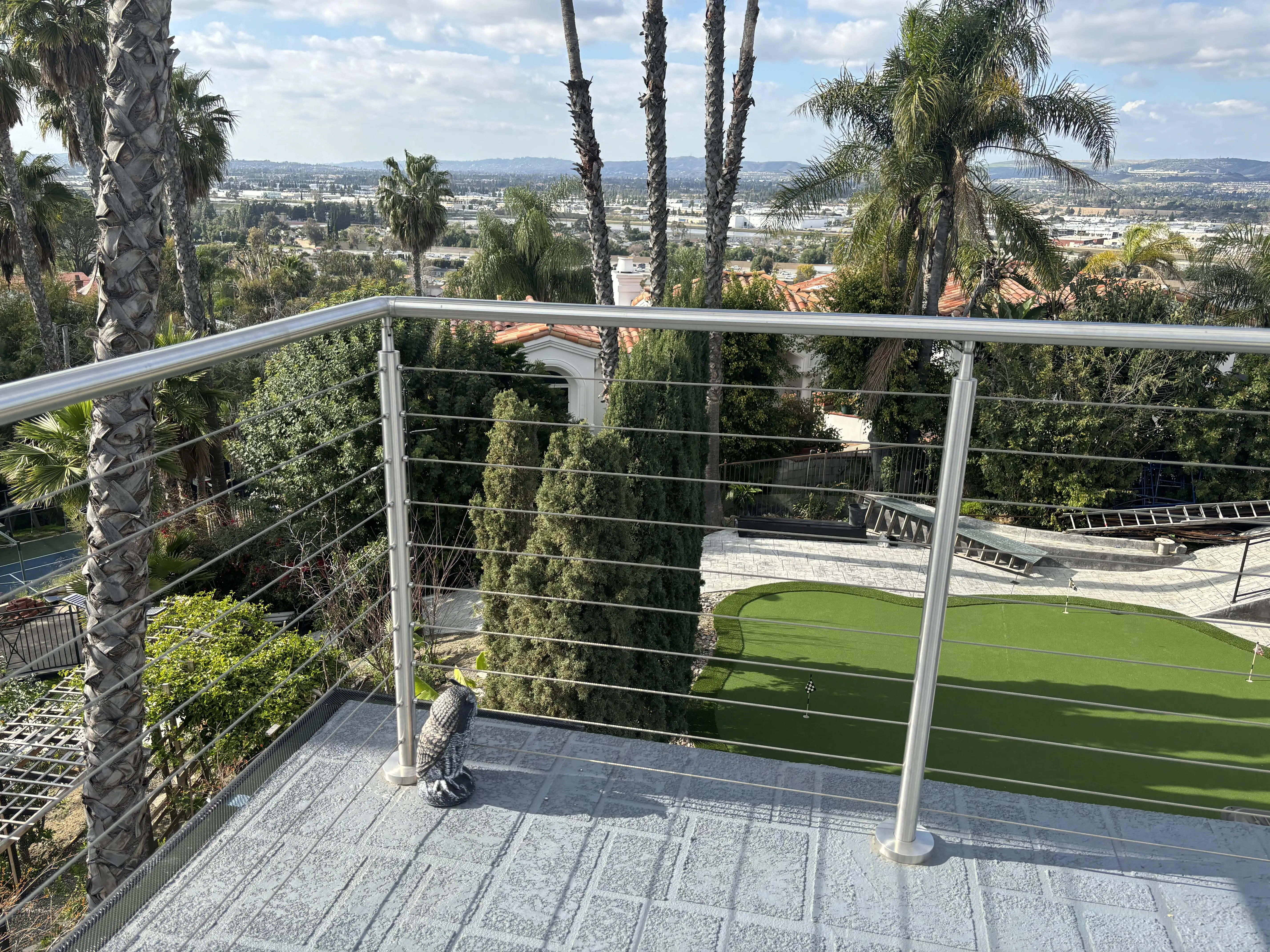 CBMmart Modern Outdoor Glass Railing Stair Balustrades Stand Column Railing with Handrail Stainless Steel Balcony Glass Railing