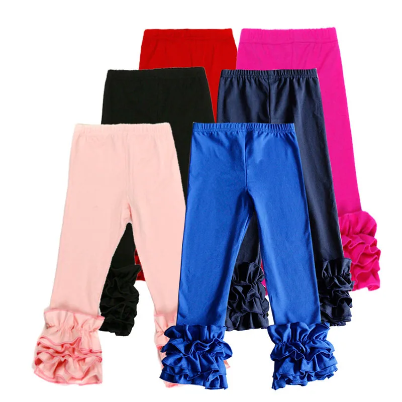 
Cheap price plain cotton fashion baby leggings multicolor winter full length girls ruffle pants 