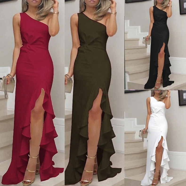 2022 Round Neck Sleeveless Plain Elegant Women Summer Party Long Casual Dress