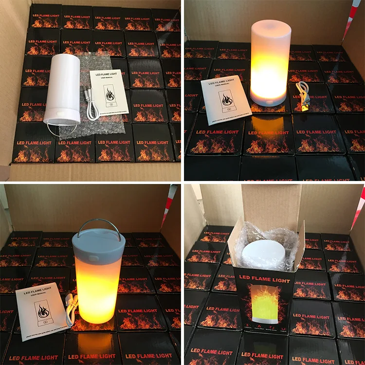 
2019 New Creative Night Light Cross-border Desk Lamp LED Portable Magnet Version Bar Table Lamp USB Smart Night Flame Light 