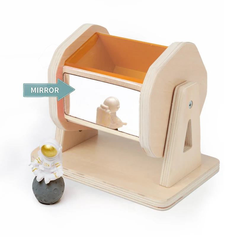 Montessori Spinning Mirror and Acrylic sheet Musical Early Teaching Aids Wooden Rainbow Colors Baby Toys Rainbow Drum With Bell
