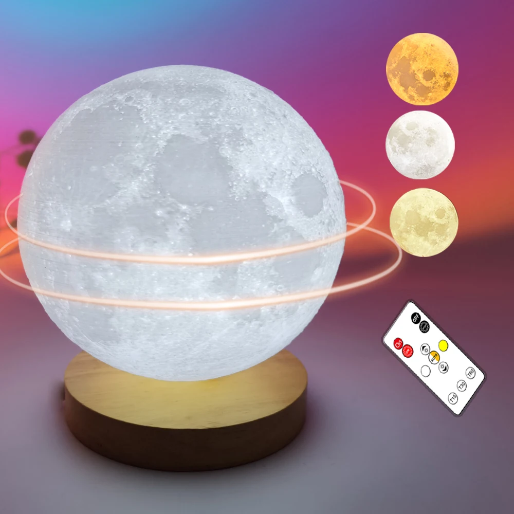 Moon Table Lamp 360 Degree Automatic Rotation Led Magnetic Levitation 18CM Bedroom Decoration USB Charge Modern 80 Rechargeable