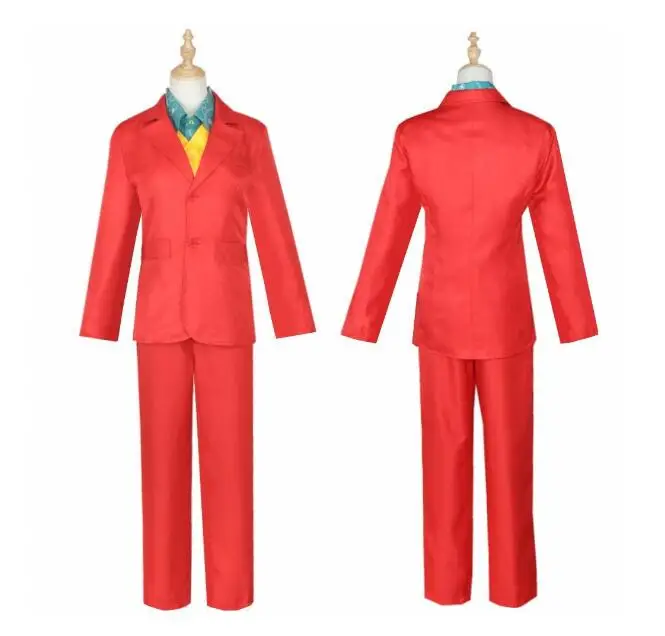 Men Deluxe TV Movie Clown Red Crazy Suit Set Party Costume