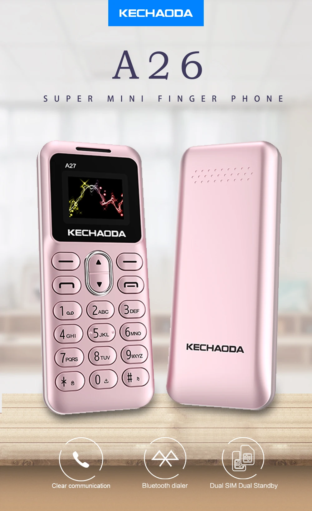 KECHAODA A26 оптовая продажа разблокированных небольших мобильных телефонов GSM