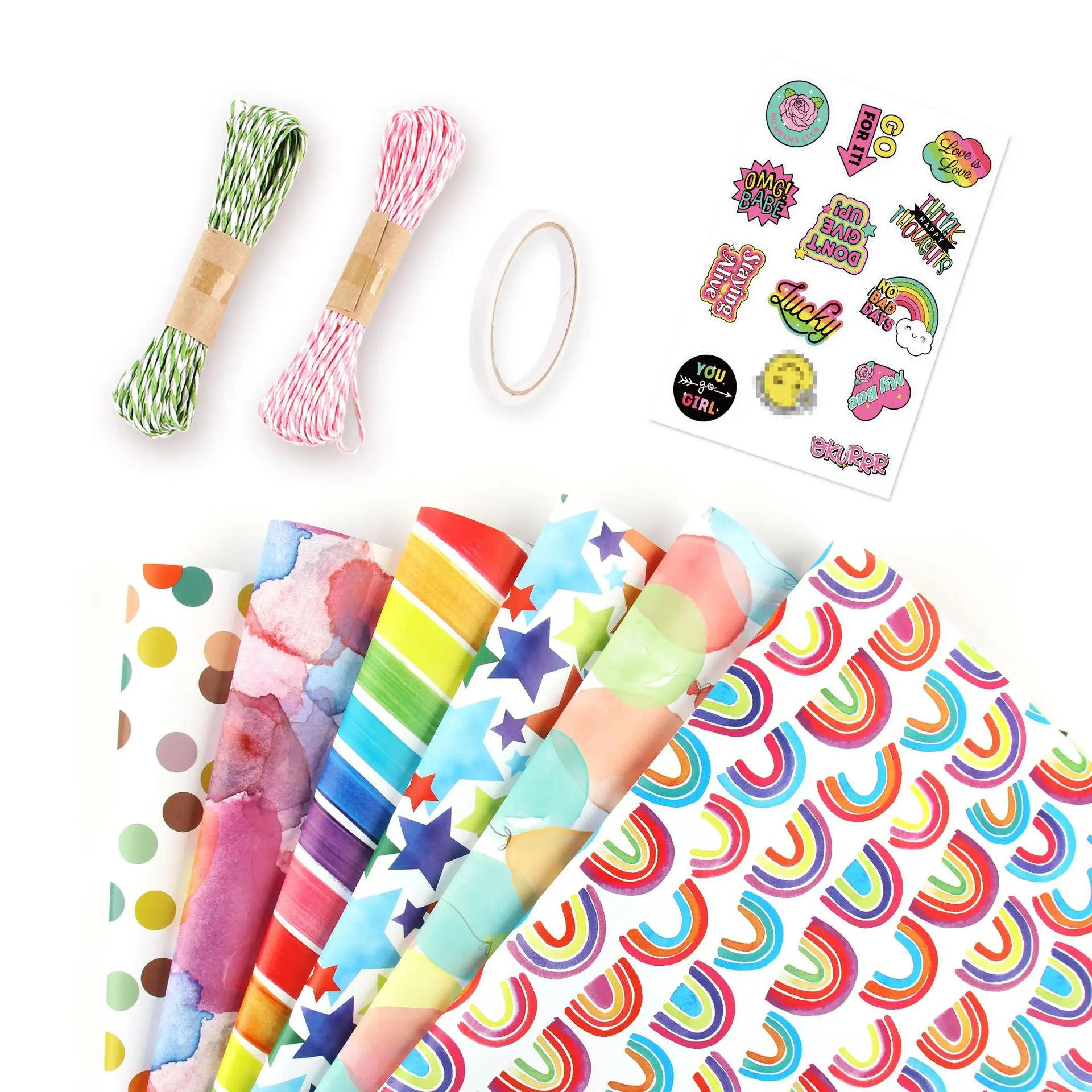 Custom Wrapping Paper Sheets Colorful Cartoon Packaging Wrapping Paper Gift Wrapping Paper Roll Custom Print