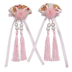 1 pair Ancient Fan Shaped Hair Clip Daily Outdoor Hairpin Decor for Hanfu Hair Accessories Cosplay Prop Women Girl Gift