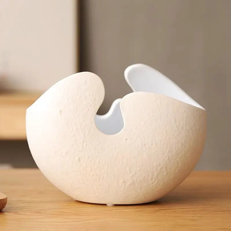 nordic modern model room living room decoration house decoration interior arrangement white unique egg shape ceramic vase