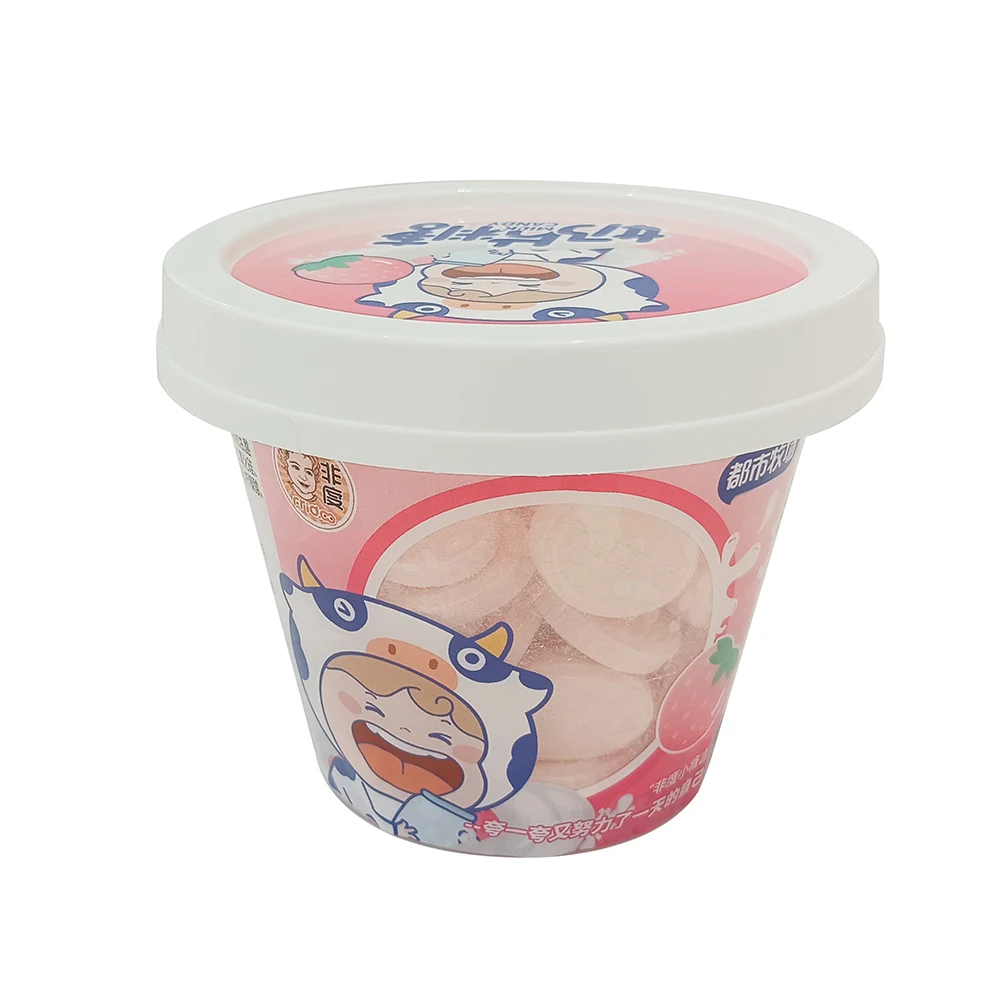 158g Milk Powder Contained High Protein Bottle Packed Chewable Strawberry Milk Candy