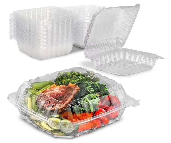 Clamshell Take out Containers Disposable Togo Boxes with Lids for Cake Pastry Salad for Bakery and Food Business Plastic Boxes