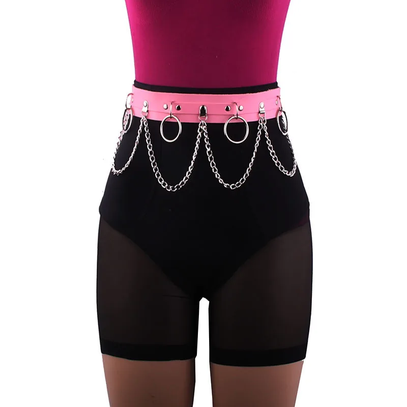 Женский ремень-цепочка в стиле панк, индивидуальный Многослойный кожаный ремень с кисточками в стиле ретро