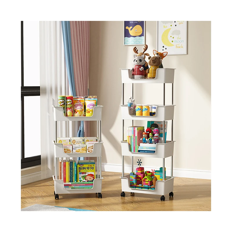 Movable Bookshelf with Wheels Desktop Organizer Case Multilayer Shelving Book Storage Rack Place Bag Bookcase Floor Bookrack