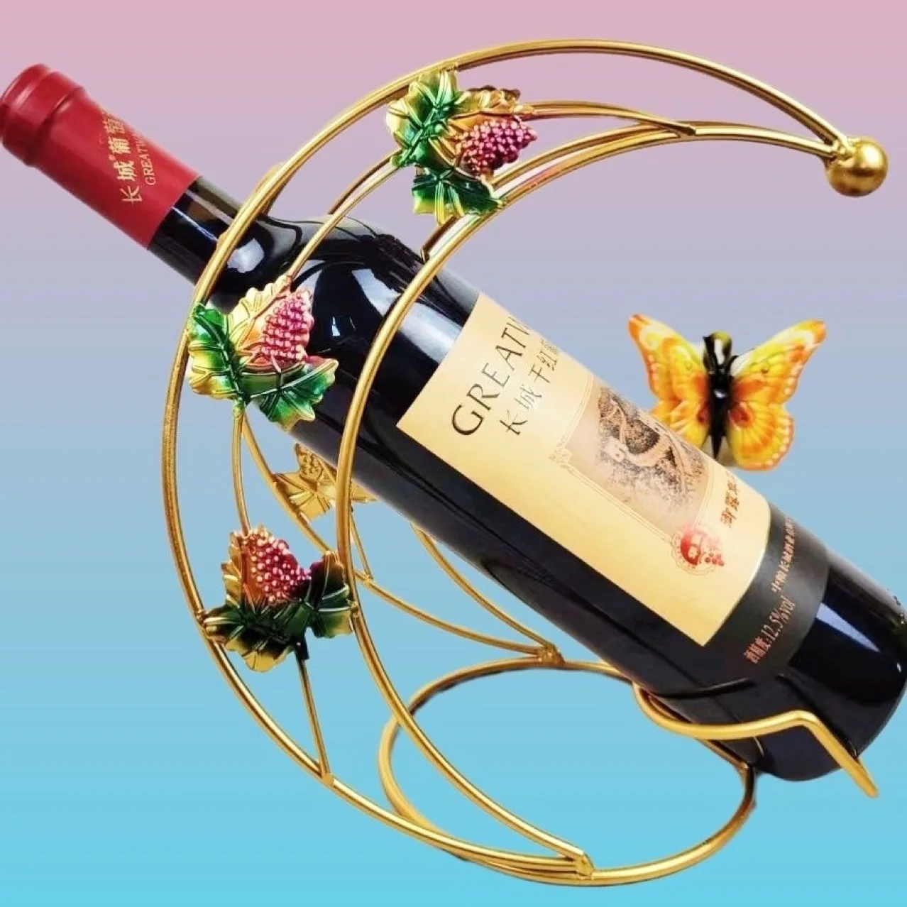 Fashion European Creative Iron Little Moon Red Wine Rack