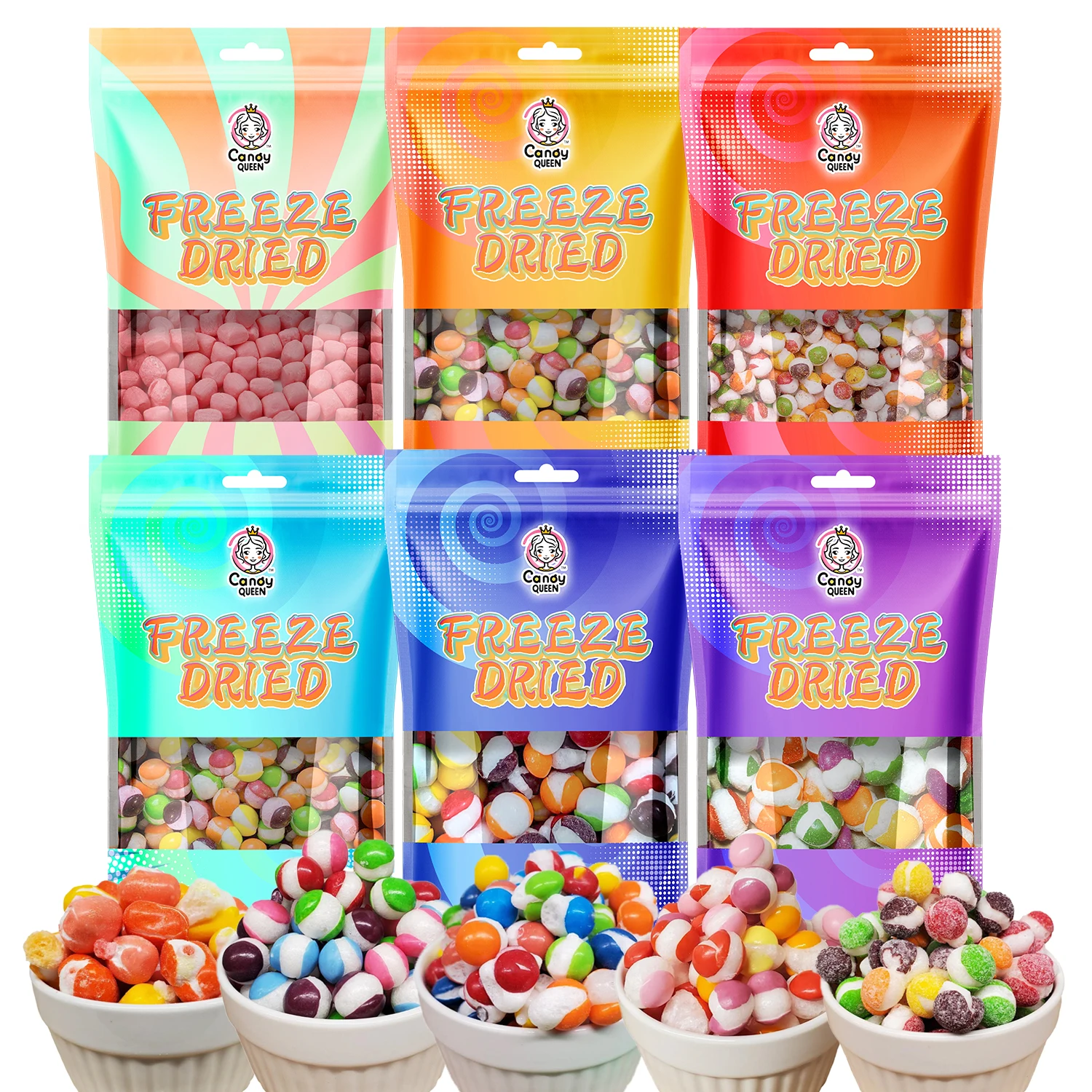 Candy Supplier Wholesale Custom Label Freeze Dry Fruity Jelly Bean Candy Sweet Snacks Freeze Dried Rainbow Chewy Gummy Candy