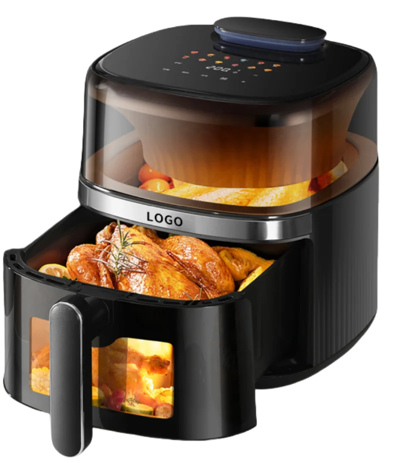 factory wholesale 8L smart air fryers large open visible window automatic manual water tank switching function digital air fryer