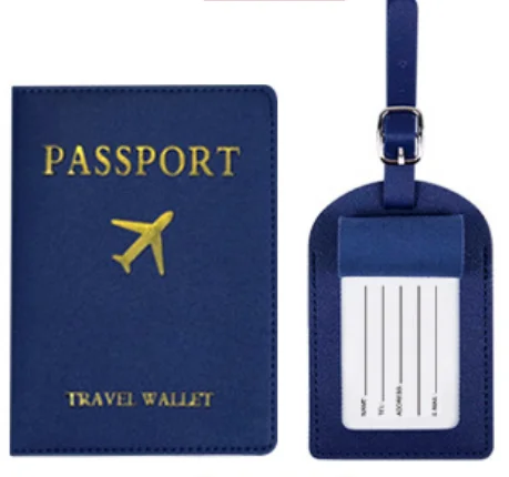 Custom PU leather Passport holder luggage tag with hot foil logo