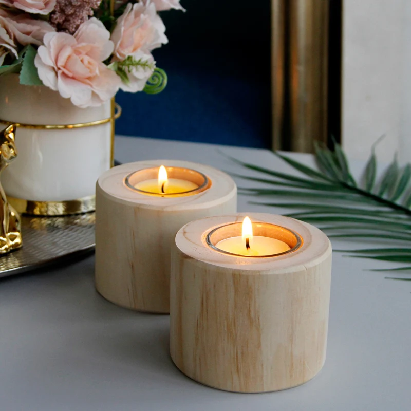 2021 Hot New Tealight CandleHolder Elegant Simple Wooden Candlesticks For Table And Home Decorative