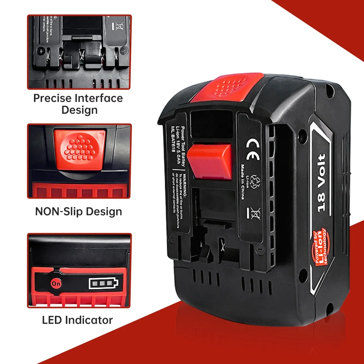 18V 3000mAh Indicator Light Rechargeable Li-ion Battery 18V Wholesale Power Tool Backup 3.0A Bosch Replacement BAT609