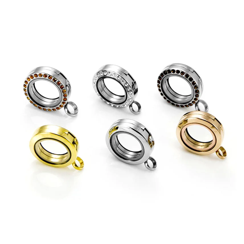 High Quality Stainless Steel Floating Charm Locket Pendant Round Memory Glass Window Locket Necklace