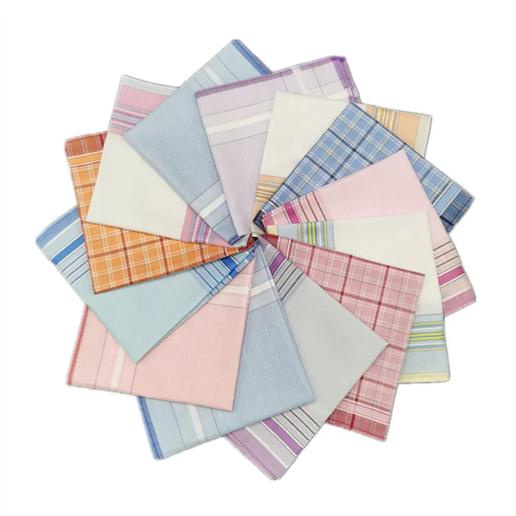 100% Cotton plaid soft cotton Ladies Handkerchief