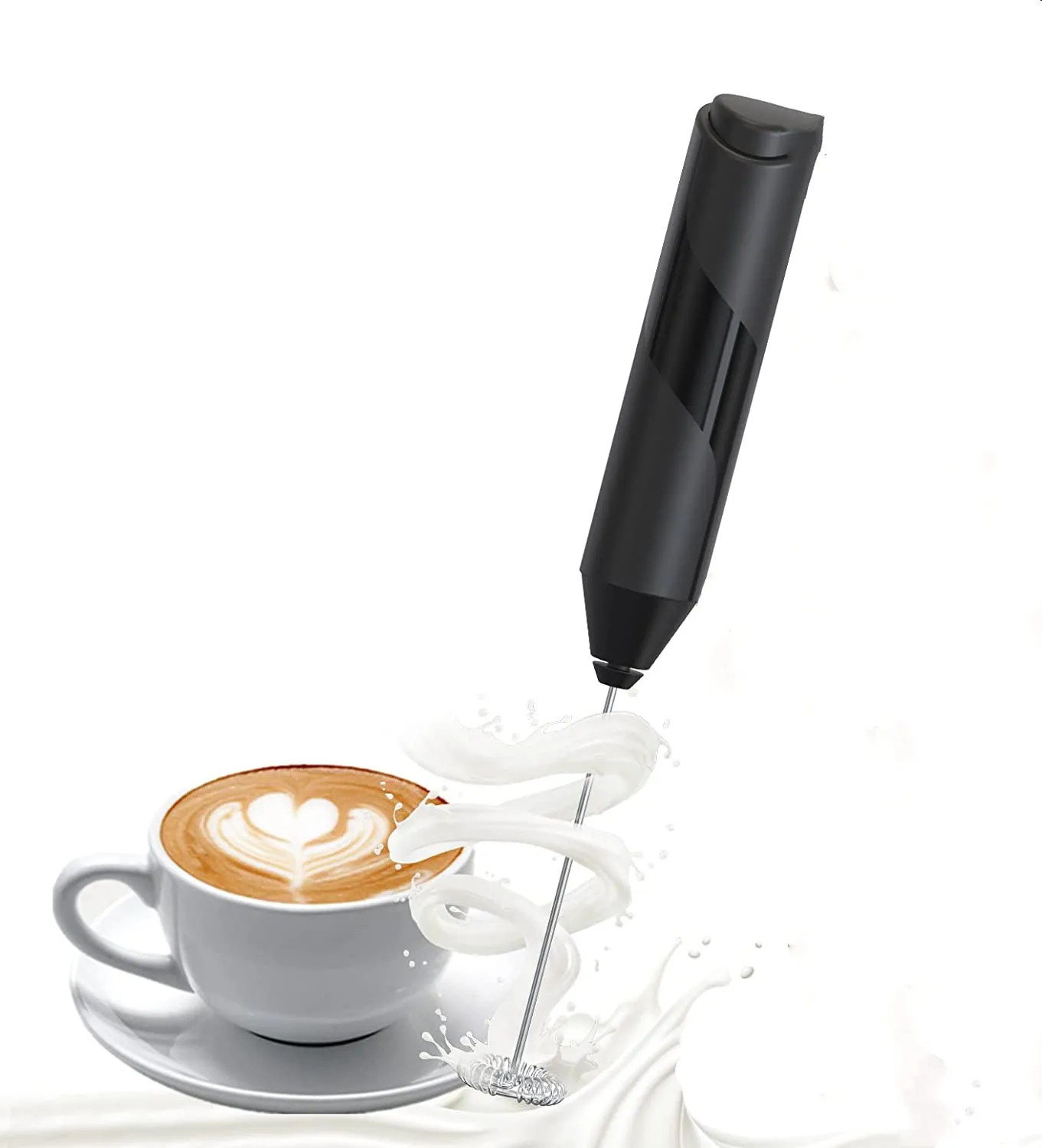 Electric Milk Frother Handheld with Stand Battery Powered Foam Maker Whisk Drink Mixer Mini Blender For Coffee, Frappe, Latte