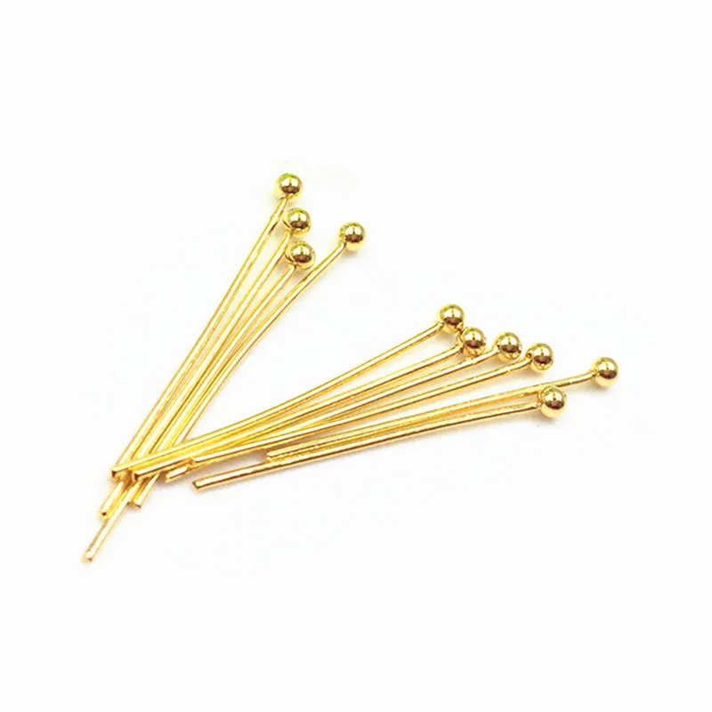 S1075 200pcs/bag 20 21 22 23 24 Gauge Gold Plated Stainless Steel Ball Head Pins Stainless Steel Jewelry Findings Supplies