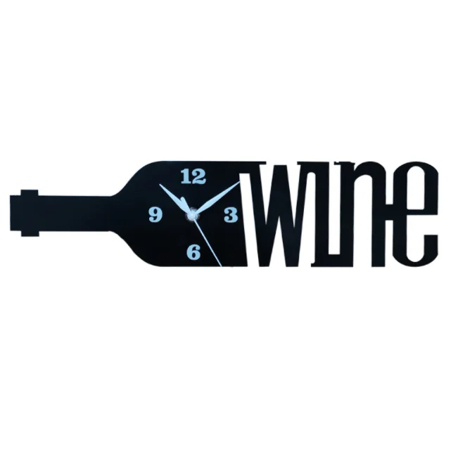 
Amazon Hot Sells Wine Bottles Shape Wall Clocks Coffee Shop Bar Metal Personality Mute Wall Clocks Blacks 
