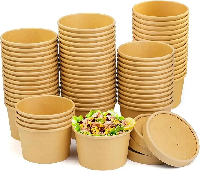 Wholesale Customized Printed Disposable Cup Salad Craft Single Wall Other Frozen Yogurt Food Paper Bowls