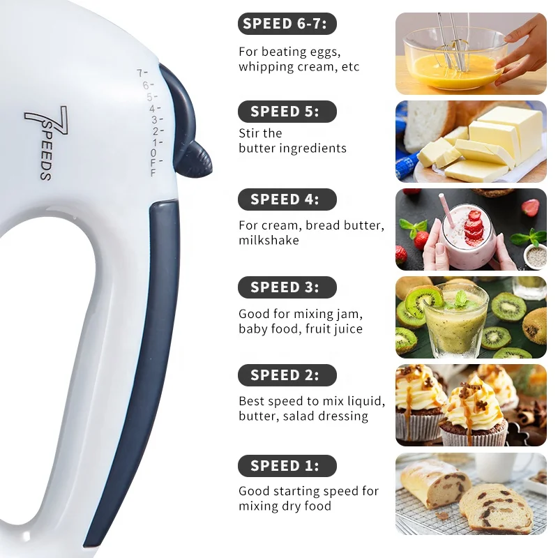 Home Kitchen Appliances 220V 100W 7 Speeds Flour Dough Cake Eggs Beaters Hand Whisk Mixer