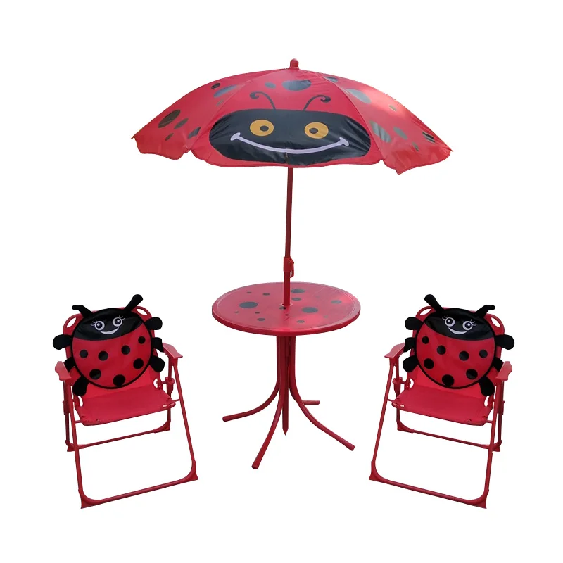 2021hotsale kids furniture kids table and chair with umbrella 4pcs kids garden set for beach
